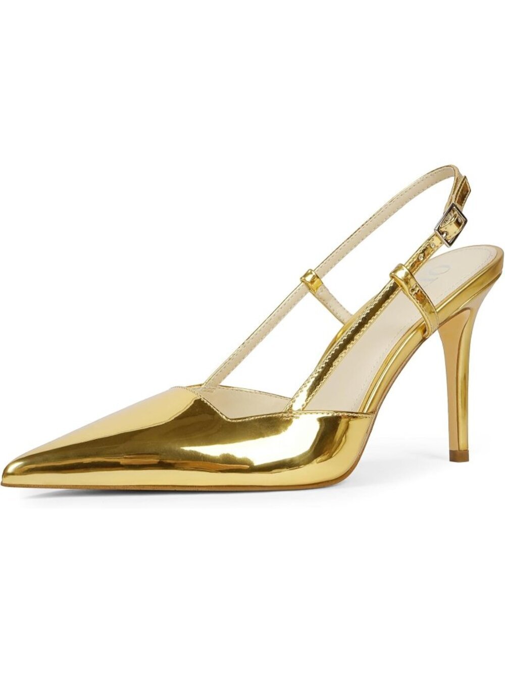 Women's Gold Stiletto Pointed Toe Sleek Slingback High Heel For Weddings Party